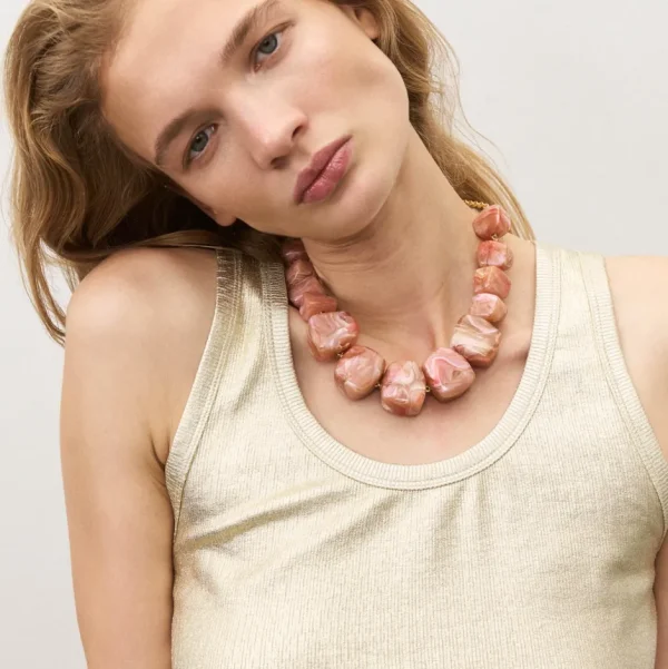 Vanessa Baroni Schmuck<Big Organic Shaped Necklace Peach Marble