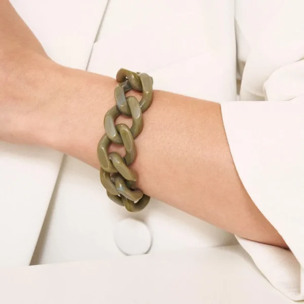 Vanessa Baroni Schmuck<Flat Chain Bracelet Light Olive Marble