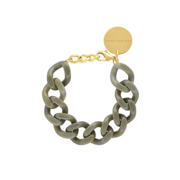 Vanessa Baroni Schmuck<Mini Flat Chain Bracelet Light Olive Marble