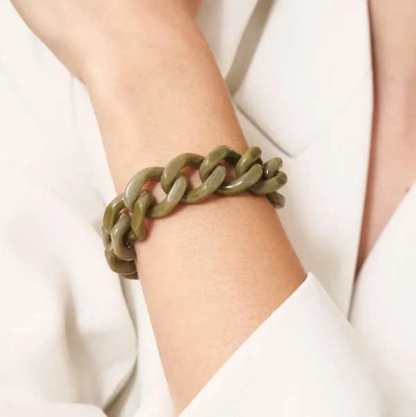 Vanessa Baroni Schmuck<Mini Flat Chain Bracelet Light Olive Marble