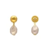 Vanessa Baroni Schmuck<Organic Pearl Earring Champagner Pearl