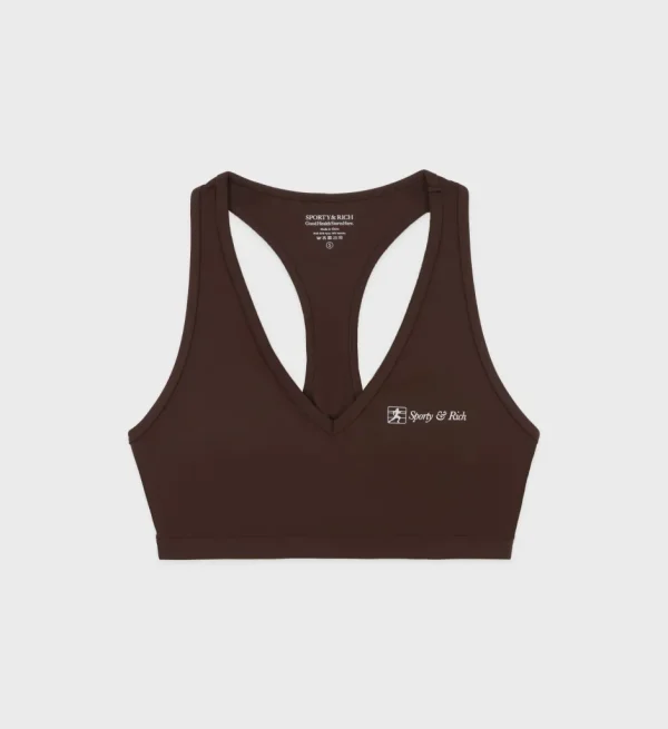 Sporty&Rich Athleisure<Runner Script V-Neck Sports Bra